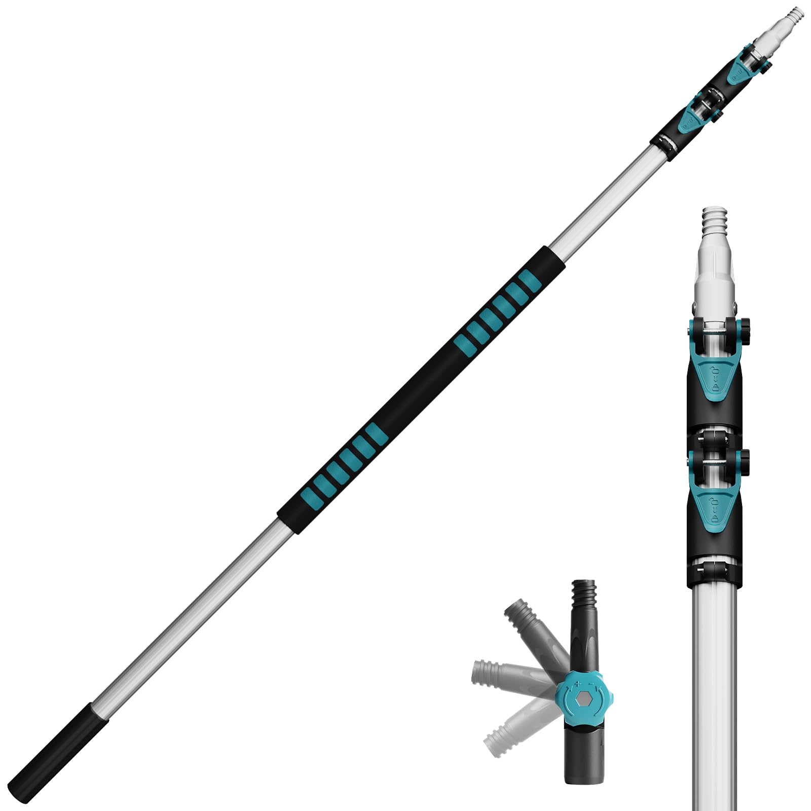 TelesPro Telescoping Extension Pole 5-12FT | Lightweight Aluminum Multi-Purpose Extendable Rod with Universal Metal Tip for Painting, Dusting, Window Cleaning, and Tree Sawing