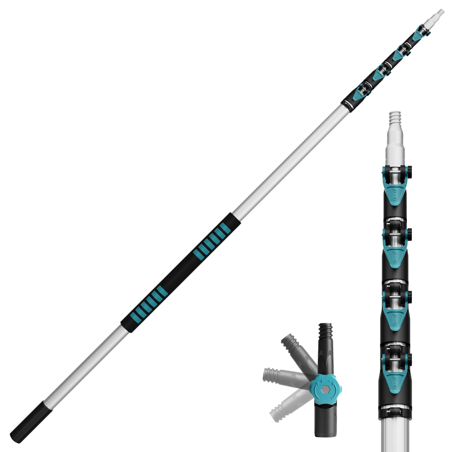 TelesPro Telescoping Pole 6-24FT Lightweight Aluminum for Painting, Dusting, Window Cleaning, and Tree Sawing