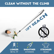 TelesPro Telescoping Extension Pole 5-12FT | Lightweight Aluminum Multi-Purpose Extendable Rod with Universal Metal Tip for Painting, Dusting, Window Cleaning, and Tree Sawing