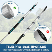 TelesPro Telescoping Extension Pole 5-12FT | Lightweight Aluminum Multi-Purpose Extendable Rod with Universal Metal Tip for Painting, Dusting, Window Cleaning, and Tree Sawing