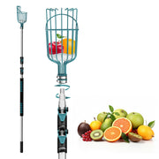 Telespro 12FT Telescoping Fruit Picker – 20+ Foot Reach Lightweight Aluminum Extension Pole with Easy Twist-On Apple Basket – Durable Fruit Picking Tool