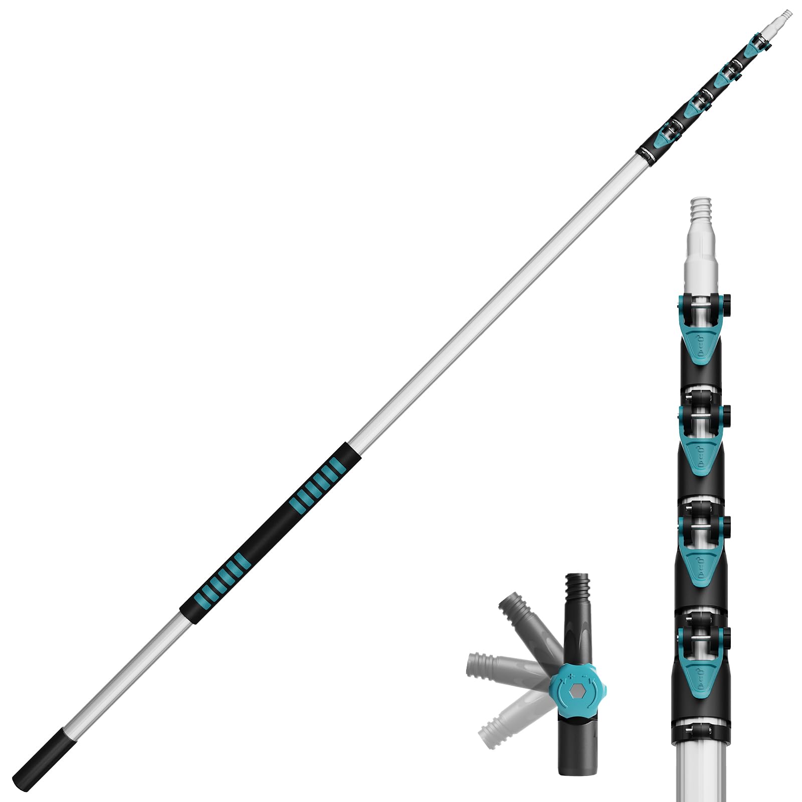 TelesPro Telescoping Pole 7-30FT - Lightweight Aluminum with Universal Twist-on Tip for Painting, Dusting, Window Cleaning, and Tree Sawing
