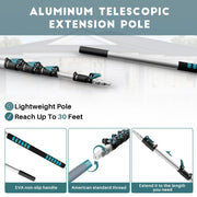 TelesPro High-Reach Duster Kit - 36ft Extendable Pole with Cobweb, Ceiling Fan, and Microfiber Feather Duster for High Ceiling Cleaning