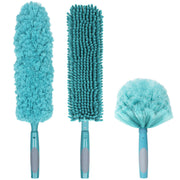 TelesPro 3-Piece House Cleaning Duster Attachment Set | Cobweb Duster, Chenille Ceiling Fan Duster, Microfiber Feather Duster | Fits Standard US Acme Thread Poles