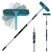 TelesPro 20 Feet High Reach Window Squeegee with 5-12Ft Telescoping Extension Pole, 3-Stage Window Cleaner Kit, Rotatable Head, Includes 2 Squeegees & 2 Microfiber Cloths