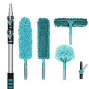 TelesPro High Reach Duster Kit - 20 Foot Extension Pole for High Ceilings, Includes Window Washer, Squeegee, Cobweb Duster, Fan Duster, and Feather Duster