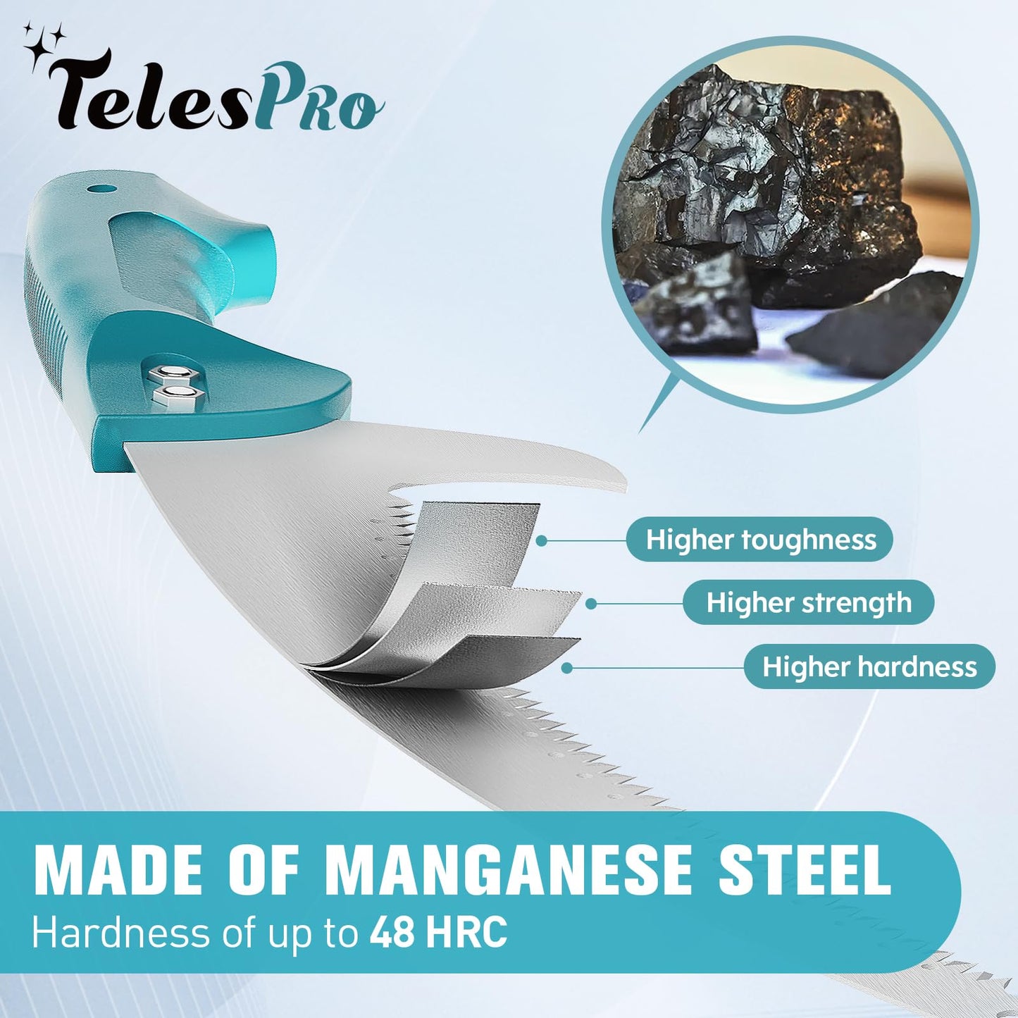 TelesPro Multi-Purpose Handheld Pruning Saw with 16-Inch Blade for Tree Trimming - Compatible with Standard US Acme Thread Poles (Pole Sold Separately)