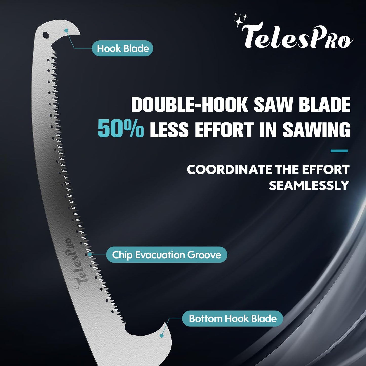 TelesPro Multi-Purpose Handheld Pruning Saw with 16-Inch Blade for Tree Trimming - Compatible with Standard US Acme Thread Poles (Pole Sold Separately)