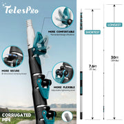 TelesPro 36 Foot High Reach Duster Kit - 7-30FT Extension Pole for High Ceiling Dusting, Window Cleaning, Cobwebs, Fans, and Feather Duster