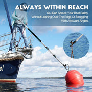TelesPro 5-12FT Telescopic Aluminum Boat Hook - Versatile Docking Pole for Easy Boat Handling, Sturdy Design for All Water Conditions