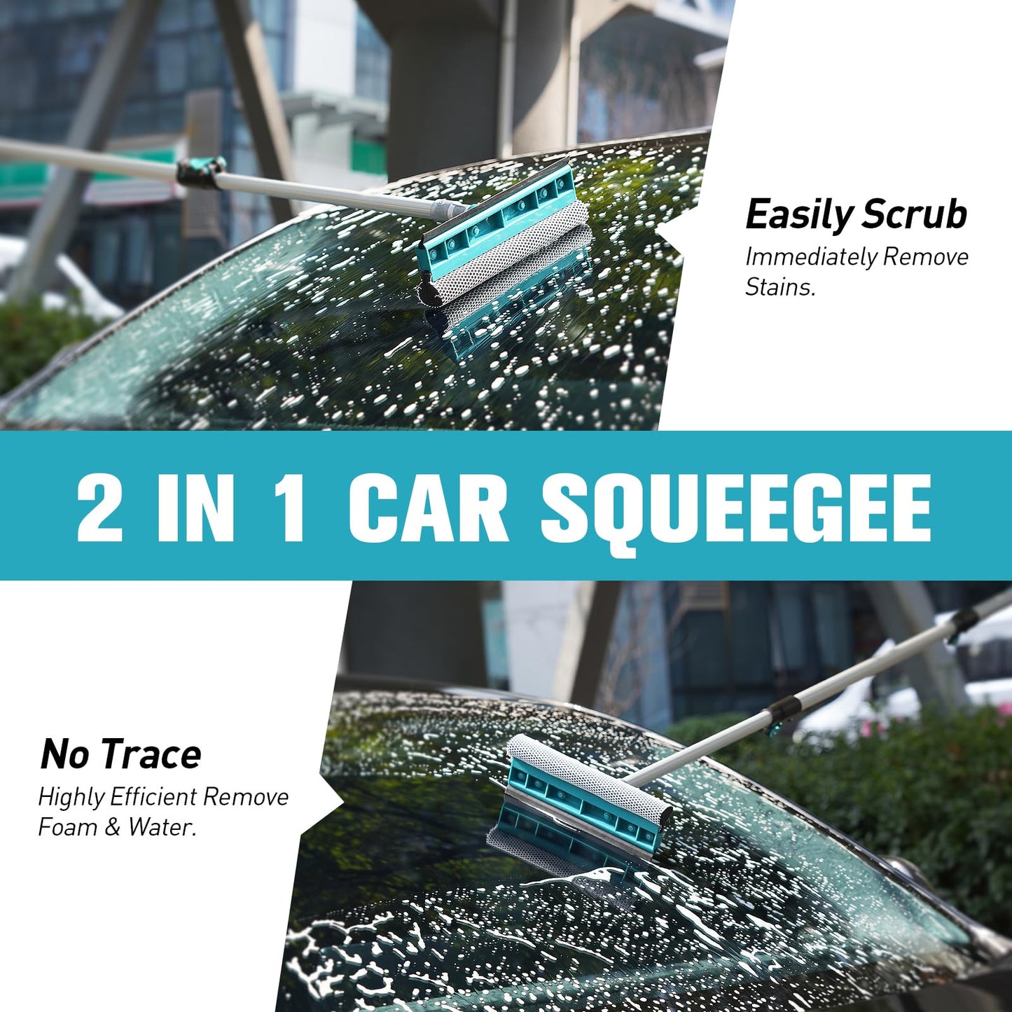 TelesPro 12FT Car Wash Brush with Long Handle - Complete Car Cleaning Kit for Cars, Trucks, SUVs, RVs, and Home Siding