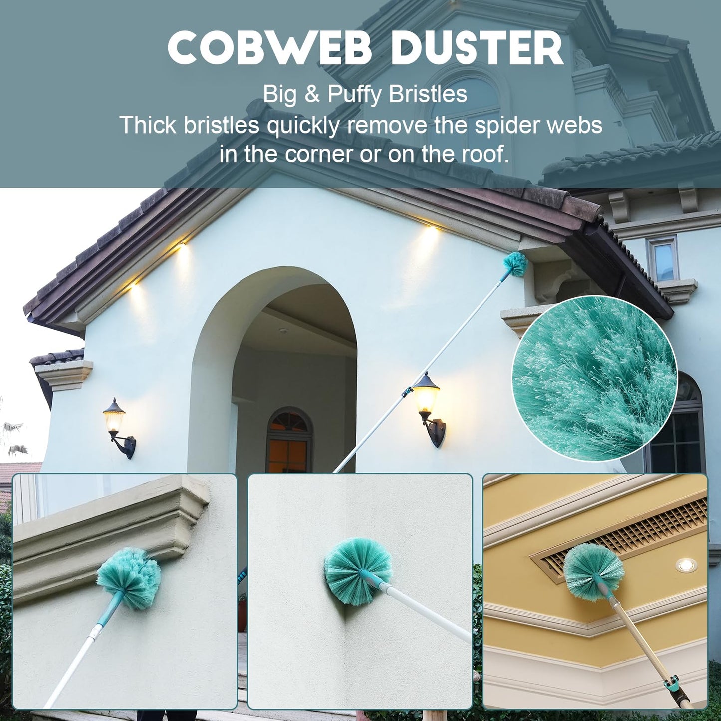 TelesPro High Reach Duster Kit - 20 Foot Extension Pole for High Ceilings, Includes Window Washer, Squeegee, Cobweb Duster, Fan Duster, and Feather Duster