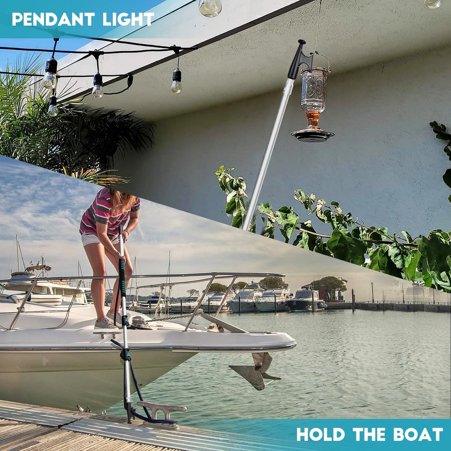 TelesPro Boat Hook Attachment - Versatile, Durable & Compatible with 12FT, 24FT, 30FT Extension Poles (Poles Sold Separately)