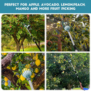Telespro 24FT Telescoping Fruit Picker - 30+ Foot Reach Lightweight Aluminum Extension Pole with Twist-On Apple Basket - Durable Fruit Picking Tool